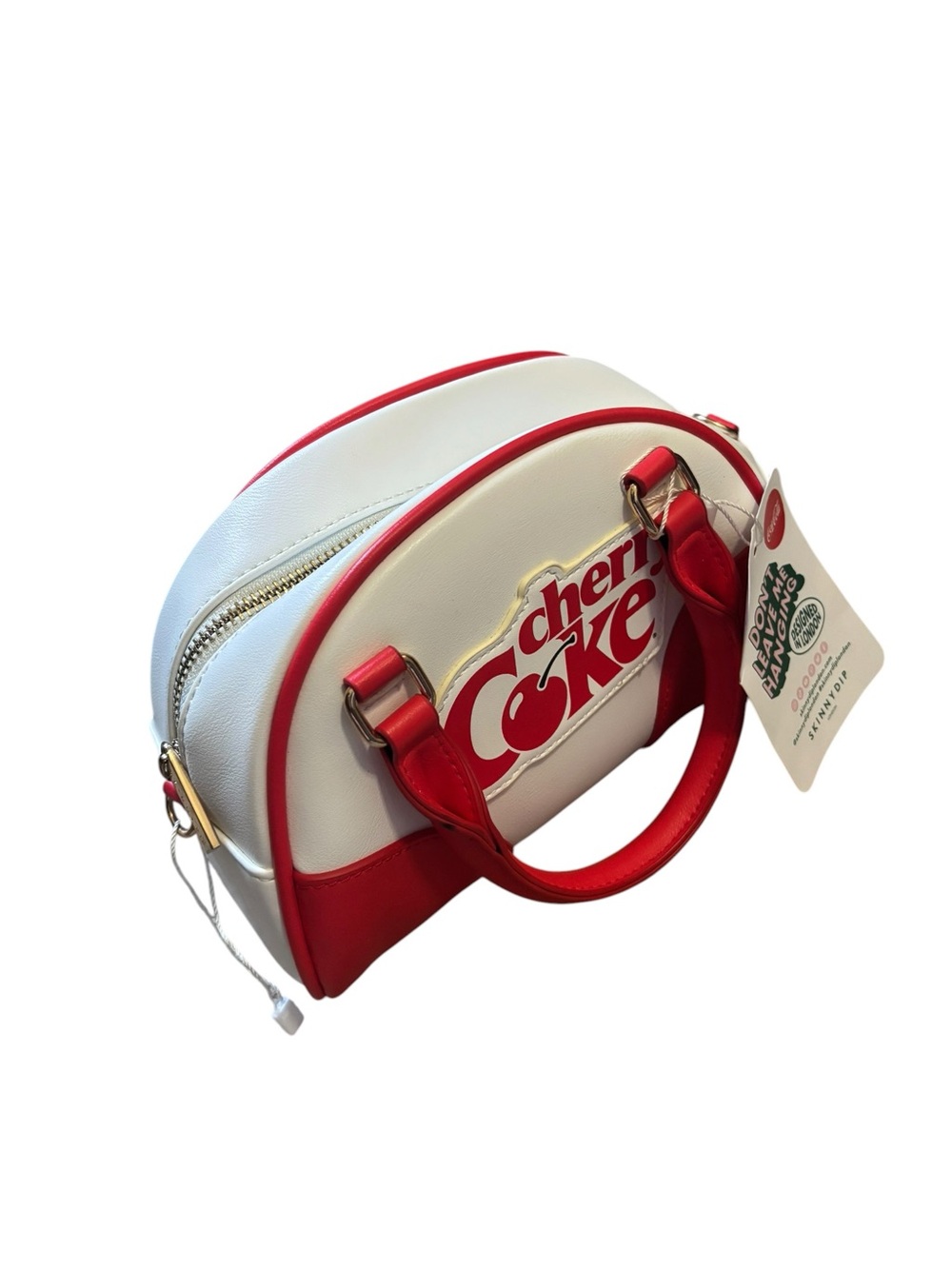 Cherry Coke White and Red Dome Satchel w Strap - Picture 2 of 4